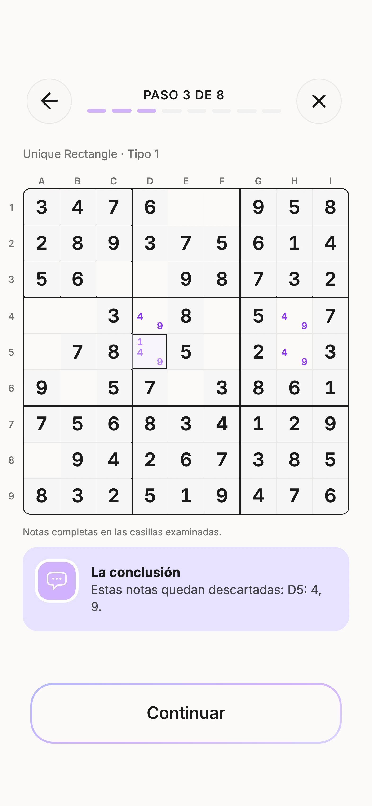 Lección de Unisu sobre Unique Rectangle, con la cuadrícula explicada