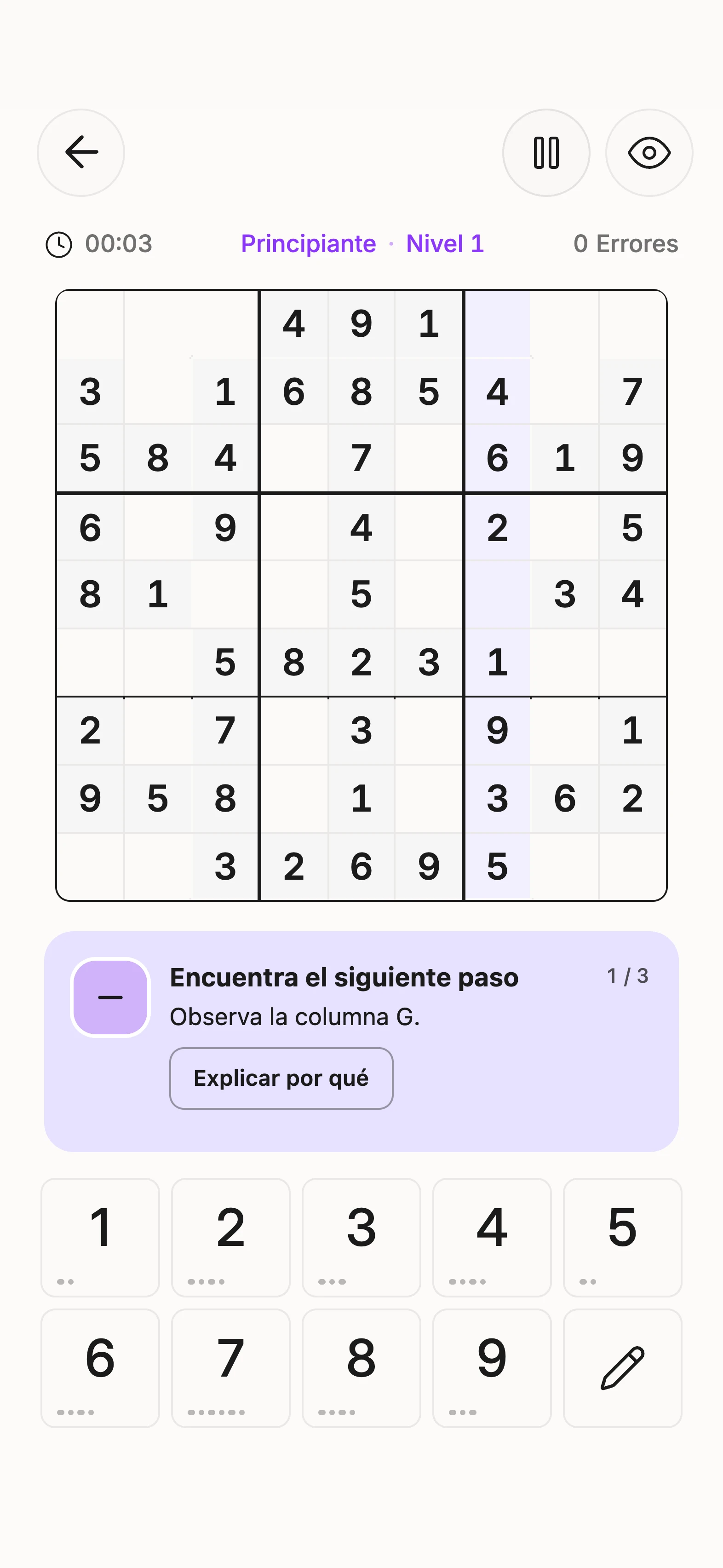 Una pista de sudoku explicada en Unisu