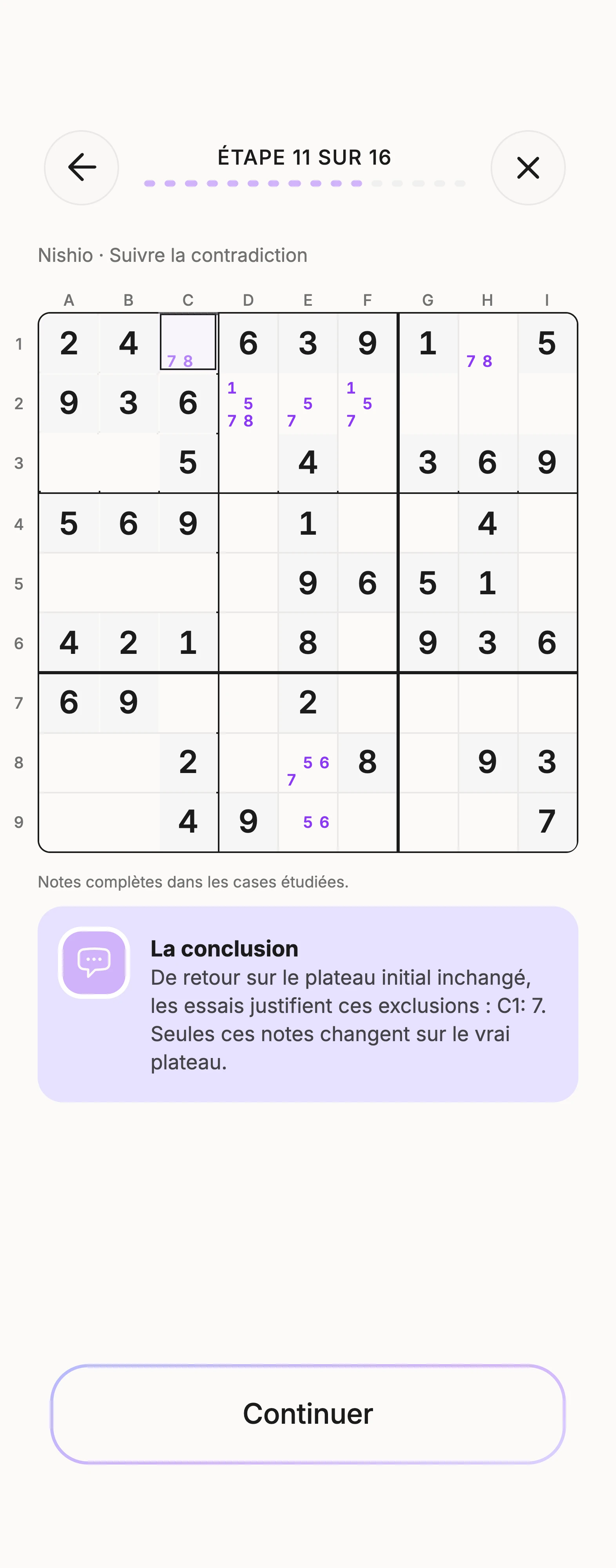 Leçon Unisu sur Nishio, avec la grille expliquée